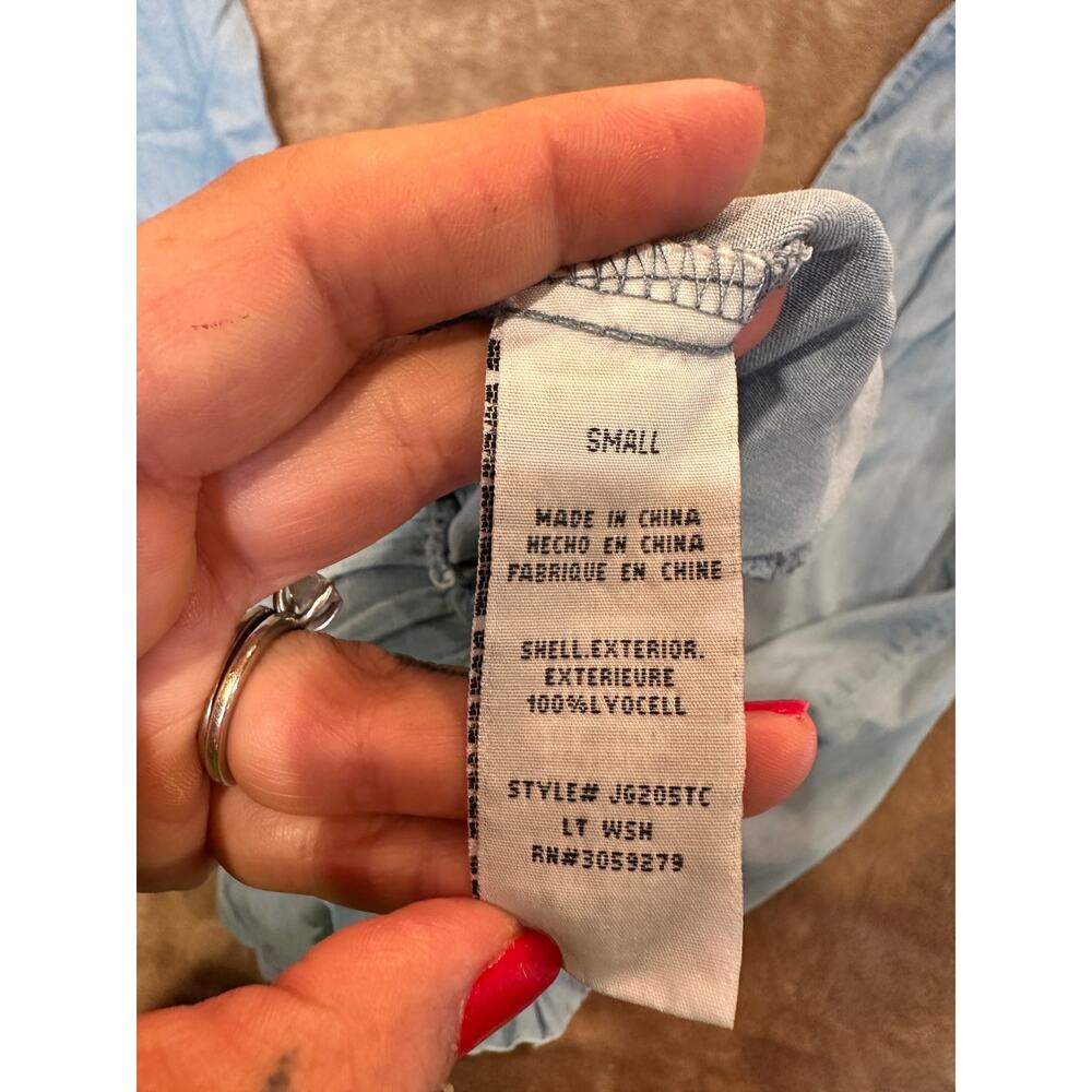 Thread & Supply Chambray Wide Leg Pants Small Paperbag Waist Drawstring Lyocell - Picture 10 of 11